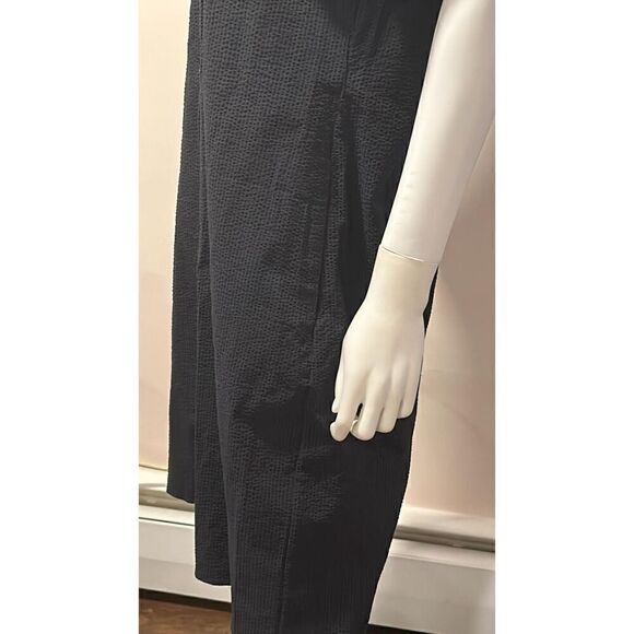 Theory Navy Blue Seersucker Dress Size Large * missing belt - Picture 13 of 13
